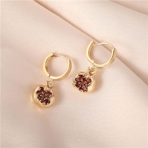 Pomegranate Seed Earrings | Nature-Inspired | Unique Statement Jewelry - Picture 1 of 3